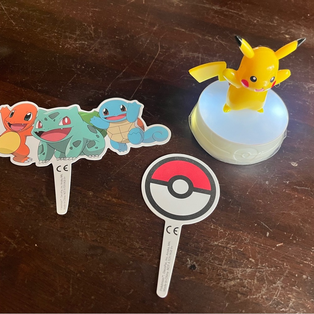 Pokemon Cake Toppers Set with Pikachu Light